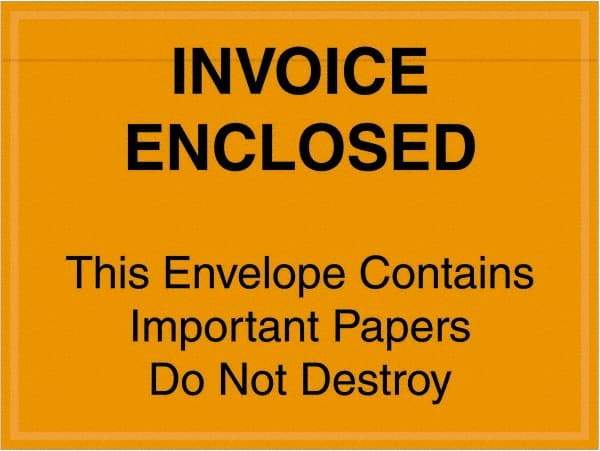 Value Collection - 1,000 Piece, 4-1/2" Long x 6" Wide, Packing List Envelope - Important Papers Enclosed, Orange - Benchmark Tooling