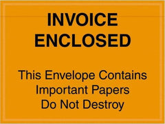 Value Collection - 1,000 Piece, 4-1/2" Long x 6" Wide, Packing List Envelope - Important Papers Enclosed, Orange - Benchmark Tooling