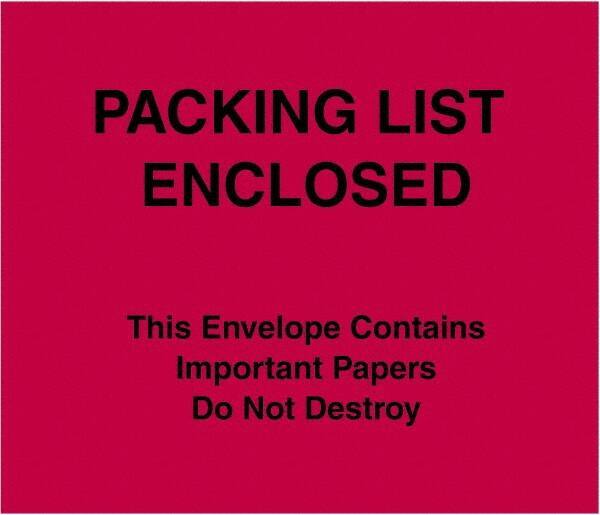 Value Collection - 1,000 Piece, 7" Long x 6" Wide, Packing List Envelope - Packing List Enclosed, Red - Benchmark Tooling