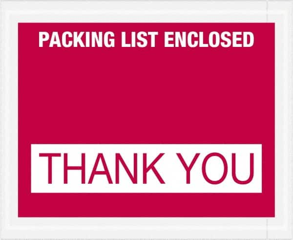 Value Collection - 1,000 Piece, 4-1/2" Long x 5-1/2" Wide, Packing List Envelope - Packing List Enclosed - Thank You, Red - Benchmark Tooling