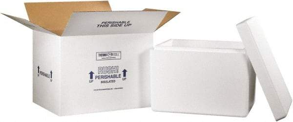 Made in USA - 15-1/2" Wide x 21-1/4" Long x 15-1/2" High Rectangle Insulated Box - 1 Wall, White - Benchmark Tooling