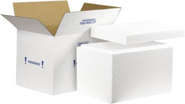 Made in USA - 12" Wide x 19" Long x 12-1/2" High Rectangle Insulated Box - 1 Wall, White - Benchmark Tooling