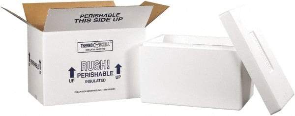 Made in USA - 10" Wide x 17" Long x 10-1/2" High Rectangle Insulated Box - 1 Wall, White - Benchmark Tooling