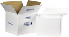 Made in USA - 11-3/4" Wide x 13-3/4" Long x 11-7/8" High Rectangle Insulated Box - 1 Wall, White - Benchmark Tooling