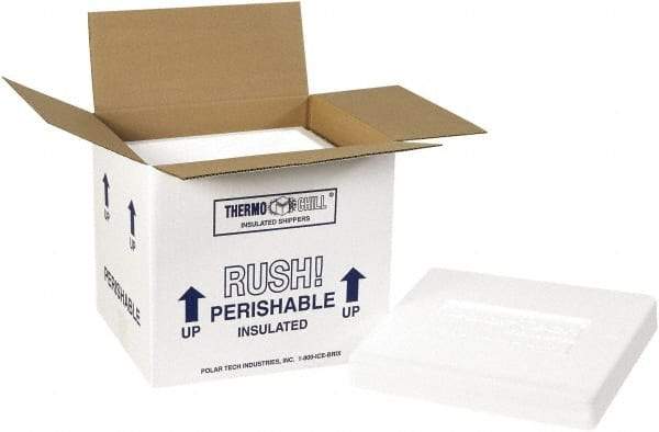 Made in USA - 8-1/4" Wide x 10-1/2" Long x 9-1/4" High Rectangle Insulated Box - 1 Wall, White - Benchmark Tooling