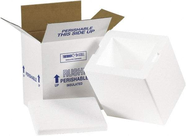 Made in USA - 6" Wide x 8" Long x 9" High Rectangle Insulated Box - 1 Wall, White - Benchmark Tooling