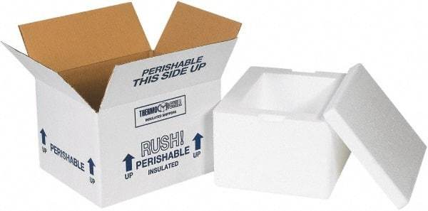 Made in USA - 10" Wide x 12" Long x 7" High Rectangle Insulated Box - 1 Wall, White - Benchmark Tooling