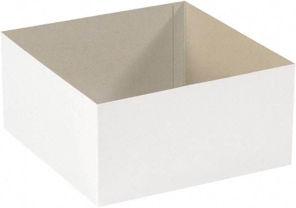 Made in USA - 12" Wide x 12" Long x 6" High Rectangle Chipboard Box - 1 Wall, White - Benchmark Tooling