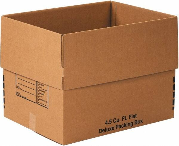 Made in USA - 18" Wide x 24" Long x 18" High Rectangle Moving Boxes - 1 Wall, Kraft (Color), 65 Lb Capacity - Benchmark Tooling