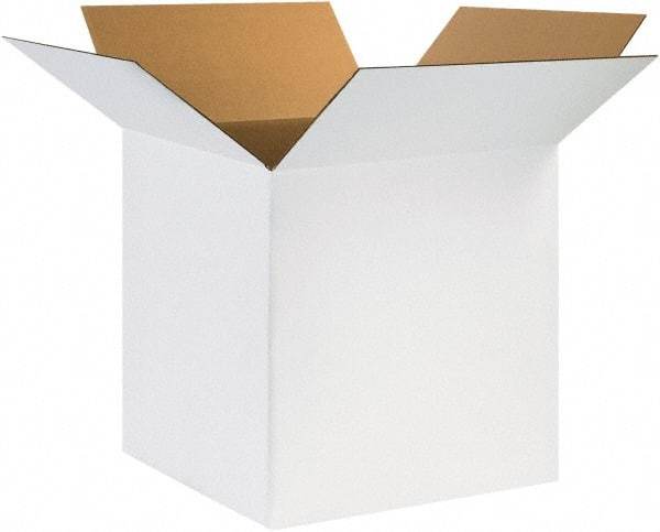 Made in USA - 24" Wide x 24" Long x 24" High Square Corrugated Shipping Box - 1 Wall, White, 65 Lb Capacity - Benchmark Tooling