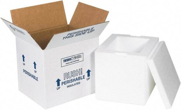 Made in USA - 6" Wide x 8" Long x 7" High Rectangle Insulated Box - 1 Wall, White - Benchmark Tooling