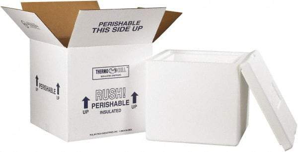 Made in USA - 12" Wide x 12" Long x 11-1/2" High Rectangle Insulated Box - 1 Wall, White - Benchmark Tooling