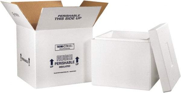 Made in USA - 16-3/4" Wide x 16-3/4" Long x 15" High Rectangle Insulated Box - 1 Wall, White - Benchmark Tooling