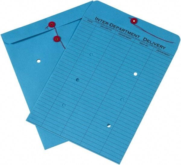 Made in USA - 13" Long x 10" Wide Draw String Inter-Department Envelope - Blue - Benchmark Tooling