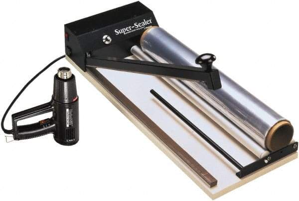 Made in USA - 40" Wide, Portable Shrink Wrap System - Contains Bar Sealer, Variable Temp Heat Gun, 36"x100 Roll of 75 Gauge PVC Shink Film, 1 Super Sealer Service Kit - Benchmark Tooling