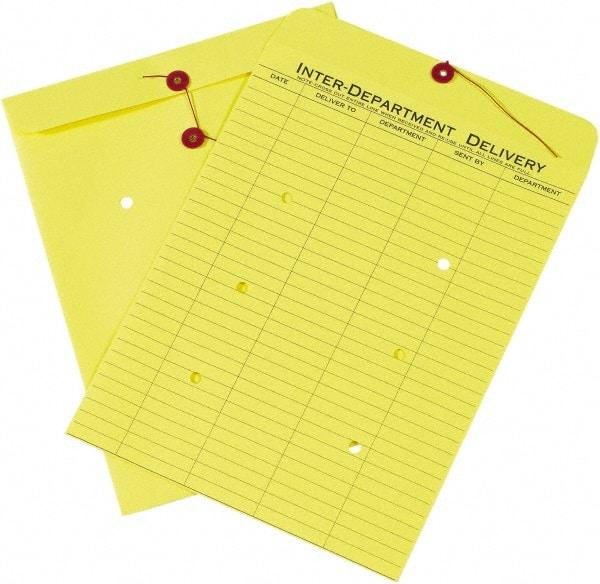 Made in USA - 13" Long x 10" Wide Draw String Inter-Department Envelope - Yellow - Benchmark Tooling