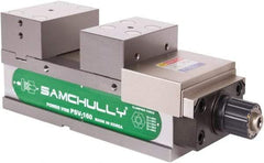 Samchully - 125mm Jaw Width, 125mm Jaw Opening Capacity, Horizontal Stationary Machine Vise - Manual Operation, 1 Station, 400.5mm Long x 48.3mm Deep, 50mm Jaw Height, Alloy Steel - Benchmark Tooling