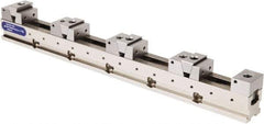 Samchully - 50mm Jaw Width, 500, 215, 120 & 75mm Jaw Opening Capacity, Horizontal Stationary Machine Vise - Manual Operation, 4 Stations, 600mm Long x 24.9mm Deep, 25mm Jaw Height, Alloy Steel - Benchmark Tooling