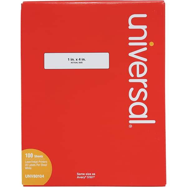 UNIVERSAL - 4" Long, White Paper Laser Label - For Inkjet Printers, Laser Printers - Benchmark Tooling