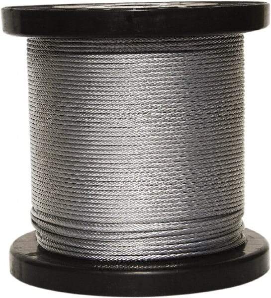 Loos & Co. - 3/16" x 1/8" Diam, Steel Wire Rope - 2,000 Lb Breaking Strength, 7 x 19, Vinyl Coating - Benchmark Tooling