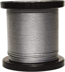 Loos & Co. - 3/16" x 1/8" Diam, Steel Wire Rope - 2,000 Lb Breaking Strength, 7 x 19, Vinyl Coating - Benchmark Tooling