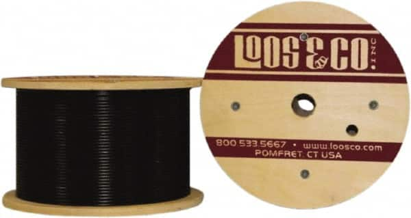 Loos & Co. - 3/32" x 1/16" Diam, Steel Wire Rope - 480 Lb Breaking Strength, 7 x 7, Vinyl Coating - Benchmark Tooling