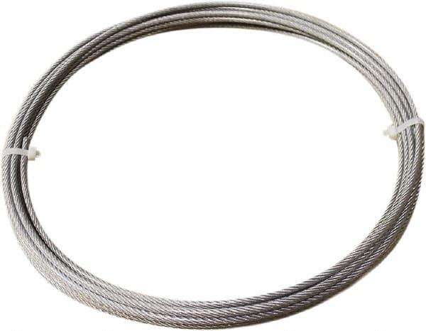 Loos & Co. - 1/4" x 3/16" Diam, Steel Wire Rope - 3,700 Lb Breaking Strength, 7 x 19, Vinyl Coating - Benchmark Tooling