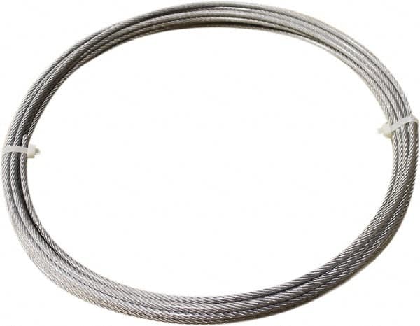 Loos & Co. - 1/8" x 3/32" Diam, Galvanized Steel Wire Rope - 920 Lb Breaking Strength, 7 x 7, Vinyl Coating - Benchmark Tooling