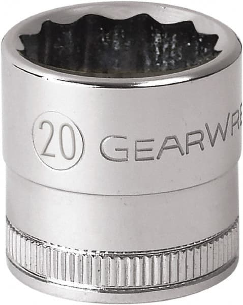 GearWrench - 1/2" Drive, Standard Hand Socket - 12 Points, 1-31/32" OAL, Alloy Steel, Chrome Finish - Benchmark Tooling