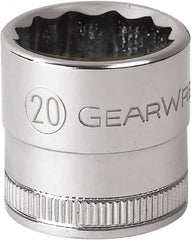 GearWrench - 1/2" Drive, Standard Hand Socket - 12 Points, 1-31/32" OAL, Alloy Steel, Chrome Finish - Benchmark Tooling