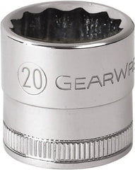 GearWrench - 1/2" Drive, Standard Hand Socket - 12 Points, 1-21/32" OAL, Alloy Steel, Chrome Finish - Benchmark Tooling