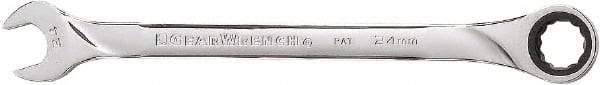 GearWrench - 24mm 12 Point Combination Wrench - 14" OAL, Steel, Full Polish Finish - Benchmark Tooling