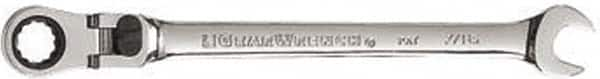 GearWrench - 7/16" 12 Point Flexhead Combination Wrench - 7-1/4" OAL, Steel, Full Polish Finish - Benchmark Tooling