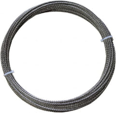 Loos & Co. - 50' Long, 1/4" x 1/4" Diam, Stainless Steel Wire Rope - 6,100 Lb Breaking Strength, 7 x 7 - Benchmark Tooling