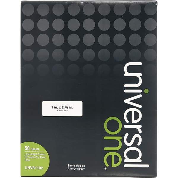 UNIVERSAL - 2-5/8" Long, Clear Paper Laser Label - For Inkjet Printers, Laser Printers - Benchmark Tooling