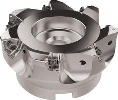 Seco - 100mm Cut Diam, 32mm Arbor Hole, 6.96mm Max Depth of Cut, 92° Indexable Chamfer & Angle Face Mill - 7 Inserts, XNEX080816 Insert, Right Hand Cut, 7 Flutes, Through Coolant, Series R220.79 - Benchmark Tooling