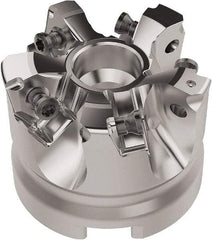 Seco - 50mm Cut Diam, 22mm Arbor Hole, 6.96mm Max Depth of Cut, 92° Indexable Chamfer & Angle Face Mill - 5 Inserts, XNEX080816 Insert, Right Hand Cut, 5 Flutes, Through Coolant, Series R220.79 - Benchmark Tooling