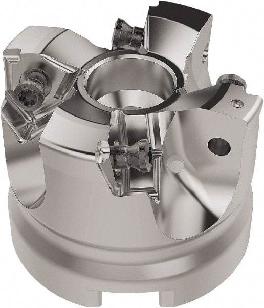 Seco - 50mm Cut Diam, 22mm Arbor Hole, 6.96mm Max Depth of Cut, 92° Indexable Chamfer & Angle Face Mill - 4 Inserts, XNEX080816 Insert, Right Hand Cut, 4 Flutes, Through Coolant, Series R220.79 - Benchmark Tooling