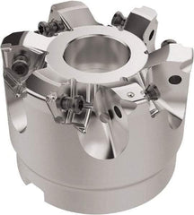 Seco - 2-1/2" Cut Diam, 1" Arbor Hole, 6.96mm Max Depth of Cut, 92° Indexable Chamfer & Angle Face Mill - 6 Inserts, XNEX080816 Insert, Right Hand Cut, 6 Flutes, Through Coolant, Series R220.79 - Benchmark Tooling