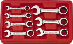 GearWrench - 7 Piece, 3/8" to 3/4", 12 Point Ratcheting Combination Wrench Set - Inch Measurement Standard, Chrome Finish, Comes in Plastic Tray - Benchmark Tooling