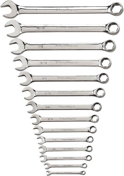 GearWrench - 14 Piece, 1/4" to 1", 6 Point Combination Wrench Set - Inch Measurement Standard, Chrome Finish - Benchmark Tooling