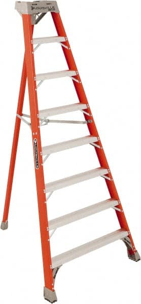 Louisville - 7 Steps, 8' High, Type IA Rating, Fiberglass Tripod Step Ladder - Benchmark Tooling