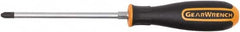 GearWrench - #1, 7-1/8" OAL, Standard Phillips Screwdriver - 3" Blade Length, Round Shank, Acetate with Rubber Grip Handle - Benchmark Tooling