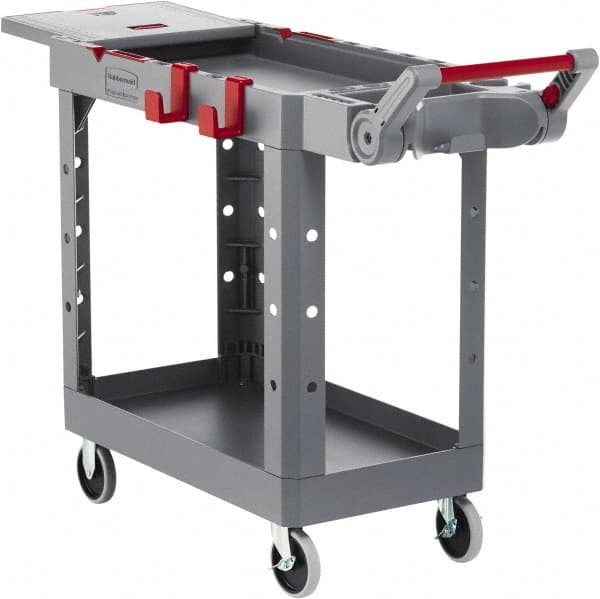 Rubbermaid - 500 Lb Capacity, 17-3/4" Wide x 46-3/16" Long x 36" High Heavy Duty Utility Cart - 2 Shelf, 12 Slot, Structural Foam - Benchmark Tooling