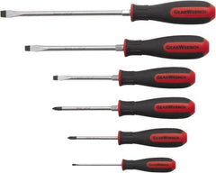 GearWrench - 6 Piece Phillips & Slotted Screwdriver Set - Blade Sizes: Length 3, 4, 6 & 8, Bit Sizes: Philips #1 to #2 - Benchmark Tooling