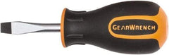 GearWrench - 1/4" Blade Width, 4.1" OAL Slotted Screwdriver - 1-1/2" Blade Length, Round Shank, Acetate with Rubber Grip Handle - Benchmark Tooling