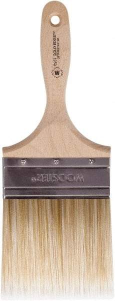 Wooster Brush - 4" Flat Polyester Wall Brush - 3-15/16" Bristle Length, 5-3/8" Wood Beavertail Handle - Benchmark Tooling