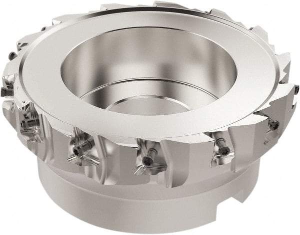 Seco - 14 Inserts, 6" Cut Diam, 2" Arbor Diam, 12mm Max Depth of Cut, Indexable Square-Shoulder Face Mill - 90° Lead Angle, 63mm High, LOEX-12 Insert Compatibility, Series Square T4-12 - Benchmark Tooling