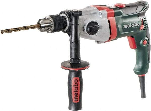 Metabo - 1/2" Keyed Chuck, 0 to 1,000/0 to 3,100 RPM, Pistol Grip Handle Electric Drill - 9.6 Amps, 120 Volts, Reversible - Benchmark Tooling