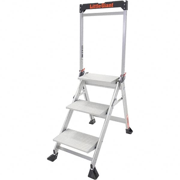 Little Giant Ladder - 3 Steps, 3' High, Type IAA Rating, Aluminum Step Stand - 375 Lb Capacity, 21-1/2" Base Width - Benchmark Tooling